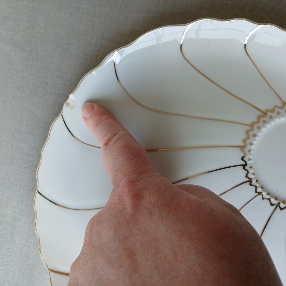 Inarco INA5 set of teacup & snack plate replacement porcelain china gold - Picture 14 of 16